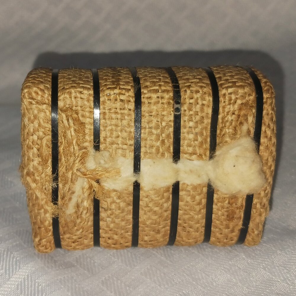 Vintage Miniature Souvenir Texas Real Cotton Bale in Burlap 3.25" long